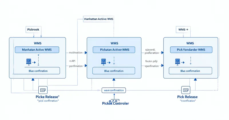 Integration architecture diagram for Manhattan and Blue Yonder WMS